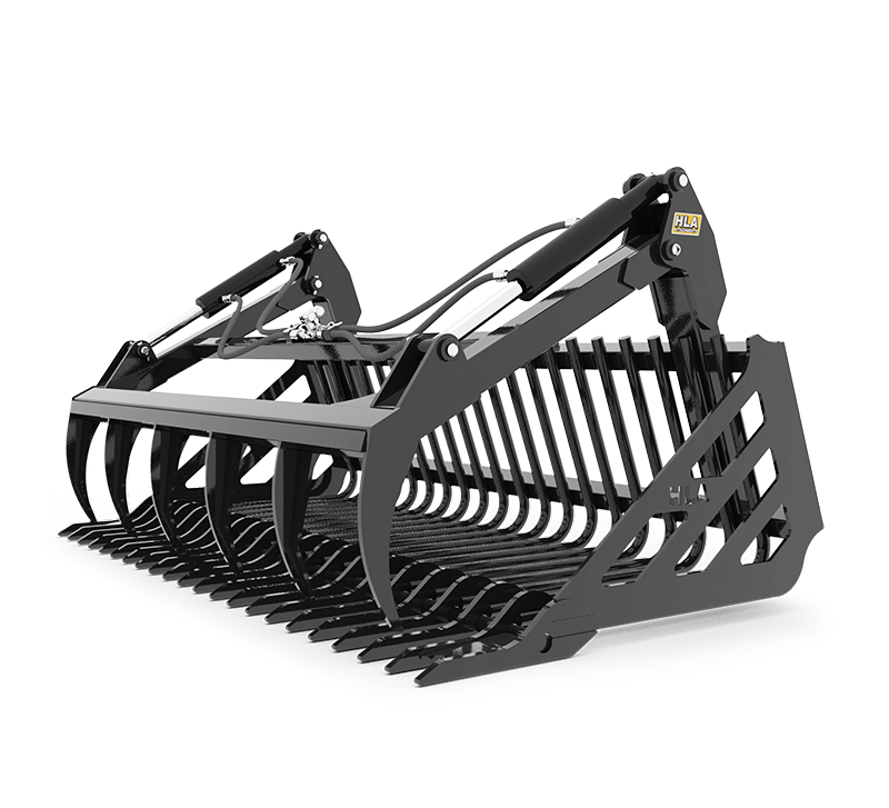 Regular Duty Stone Fork with Retainer Style Tine & Skidsteer Grapple Studio Product